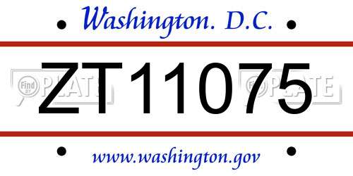 ZT11075 District Of Columbia License Plate