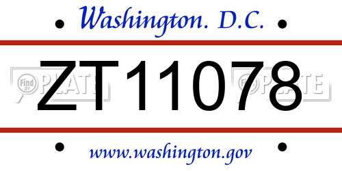 ZT11078 District Of Columbia License Plate