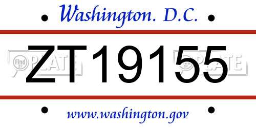 ZT19155 District Of Columbia License Plate