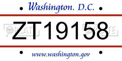 ZT19158 District Of Columbia License Plate