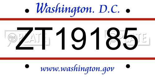 ZT19185 District Of Columbia License Plate