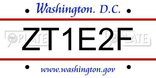ZT1E2F District Of Columbia License Plate
