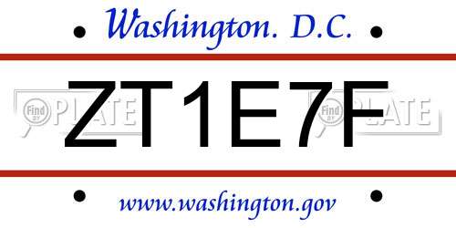 ZT1E7F District Of Columbia License Plate