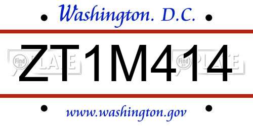 ZT1M414 District Of Columbia License Plate