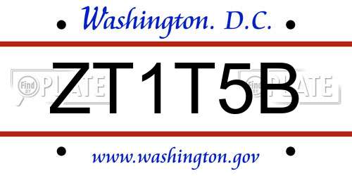 ZT1T5B District Of Columbia License Plate