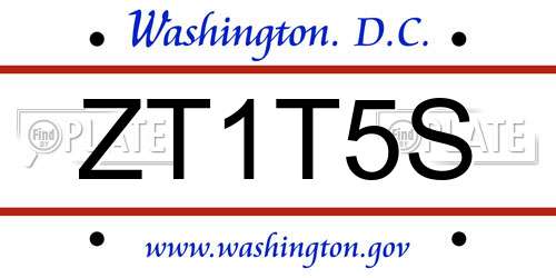 ZT1T5S District Of Columbia License Plate