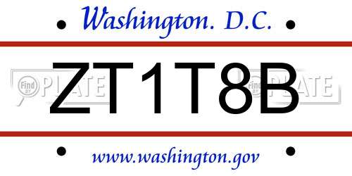 ZT1T8B District Of Columbia License Plate