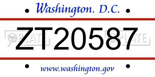 ZT20587 District Of Columbia License Plate