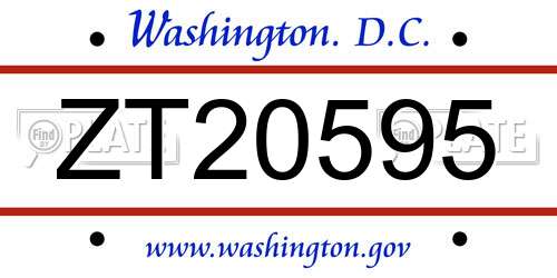 ZT20595 District Of Columbia License Plate