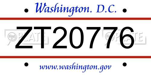 ZT20776 District Of Columbia License Plate