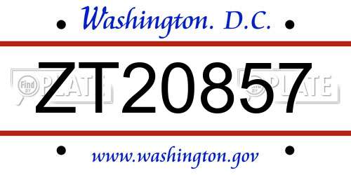 ZT20857 District Of Columbia License Plate