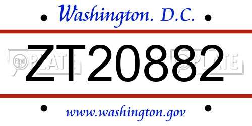 ZT20882 District Of Columbia License Plate