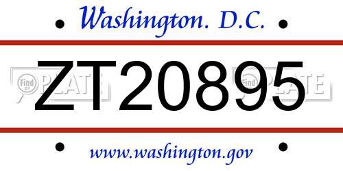 ZT20895 District Of Columbia License Plate