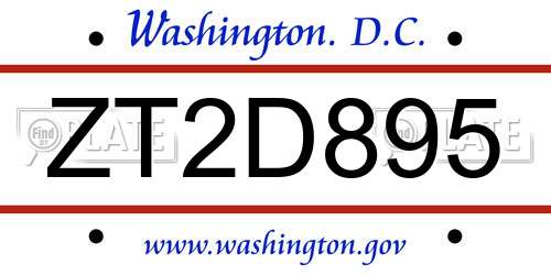 ZT2D895 District Of Columbia License Plate