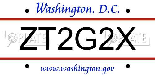 ZT2G2X District Of Columbia License Plate