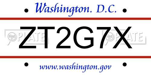 ZT2G7X District Of Columbia License Plate