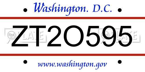 ZT2O595 District Of Columbia License Plate