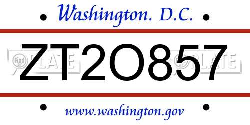 ZT2O857 District Of Columbia License Plate