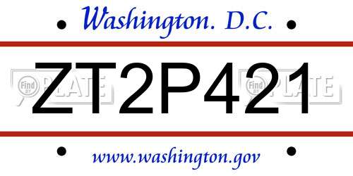 ZT2P421 District Of Columbia License Plate