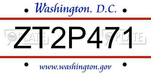 ZT2P471 District Of Columbia License Plate