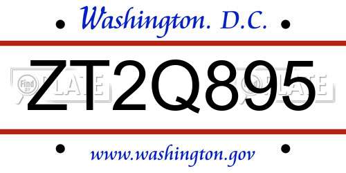 ZT2Q895 District Of Columbia License Plate