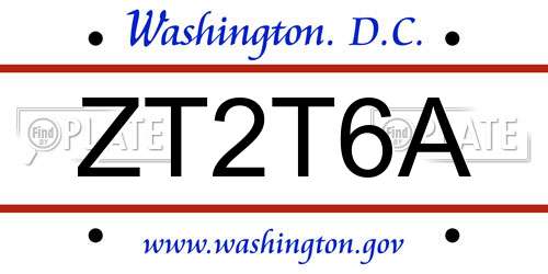 ZT2T6A District Of Columbia License Plate
