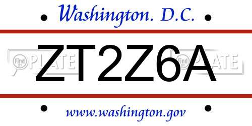 ZT2Z6A District Of Columbia License Plate