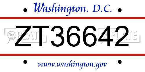 ZT36642 District Of Columbia License Plate