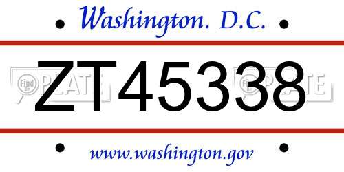 ZT45338 District Of Columbia License Plate