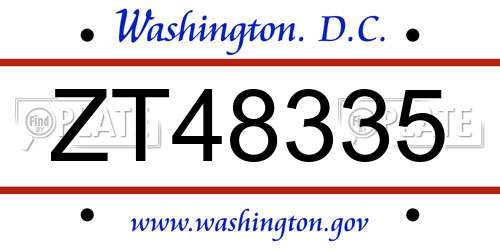 ZT48335 District Of Columbia License Plate