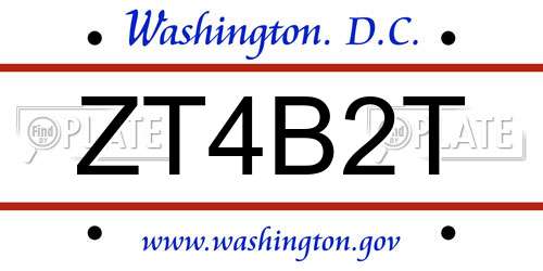 ZT4B2T District Of Columbia License Plate