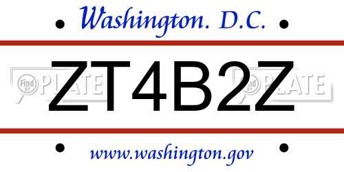 ZT4B2Z District Of Columbia License Plate