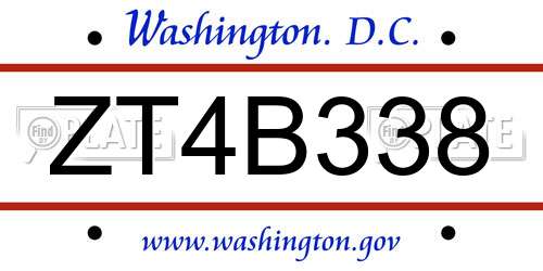 ZT4B338 District Of Columbia License Plate