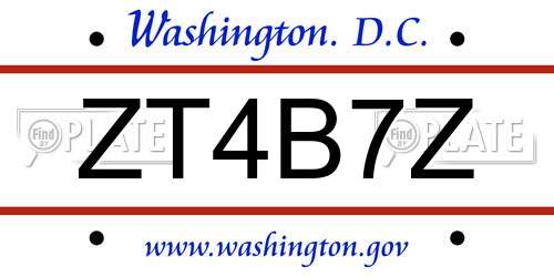 ZT4B7Z District Of Columbia License Plate