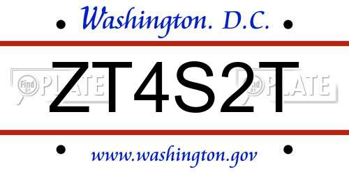 ZT4S2T District Of Columbia License Plate