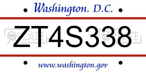 ZT4S338 District Of Columbia License Plate