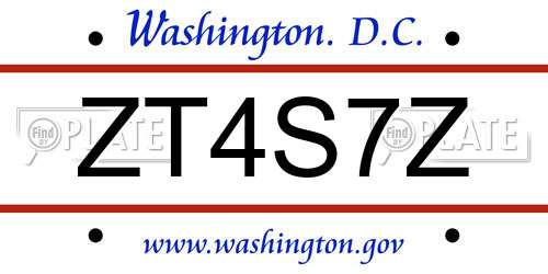 ZT4S7Z District Of Columbia License Plate