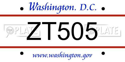 ZT505 District Of Columbia License Plate