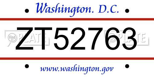 ZT52763 District Of Columbia License Plate