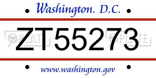 ZT55273 District Of Columbia License Plate