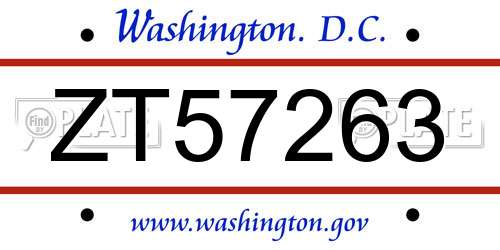 ZT57263 District Of Columbia License Plate