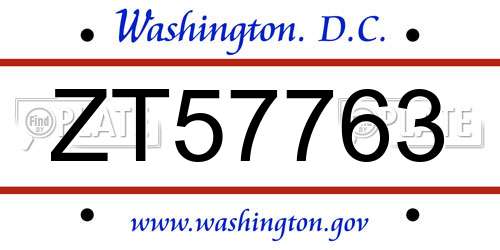 ZT57763 District Of Columbia License Plate
