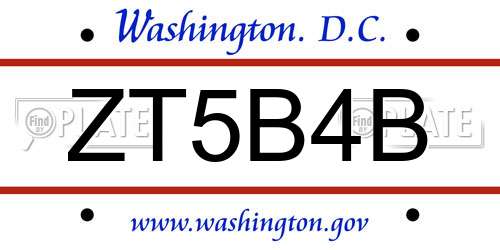 ZT5B4B District Of Columbia License Plate