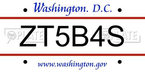 ZT5B4S District Of Columbia License Plate