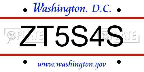 ZT5S4S District Of Columbia License Plate