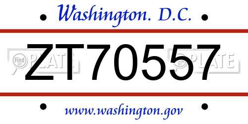 ZT70557 District Of Columbia License Plate