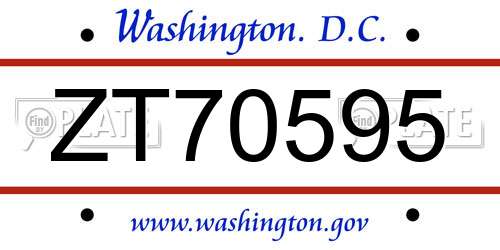 ZT70595 District Of Columbia License Plate