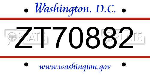 ZT70882 District Of Columbia License Plate