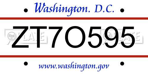 ZT7O595 District Of Columbia License Plate