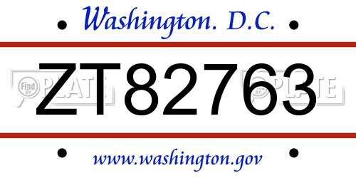 ZT82763 District Of Columbia License Plate